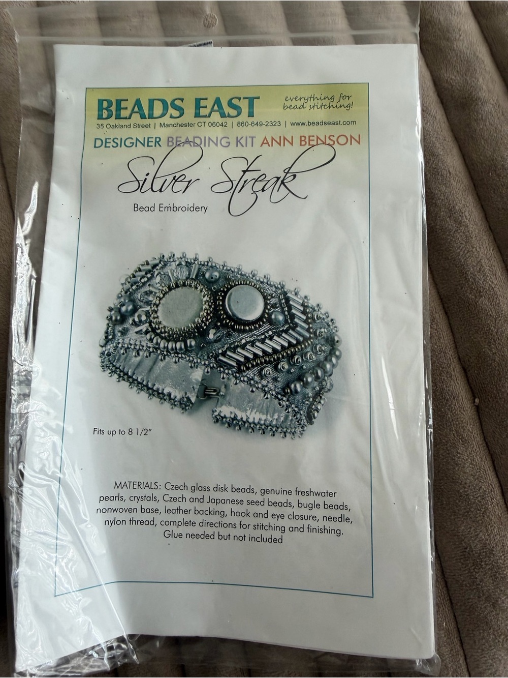 Beads East Silver Streak bracelet Bead Embroidery Kit - Silver